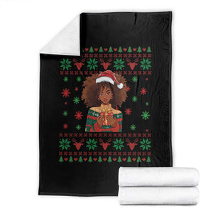 Black Queen Christmas Throw Blanket African American Girl Black Pride TS12 Black Print Your Wear