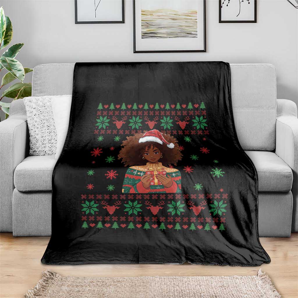 Black Queen Christmas Throw Blanket African American Girl Black Pride TS12 Print Your Wear