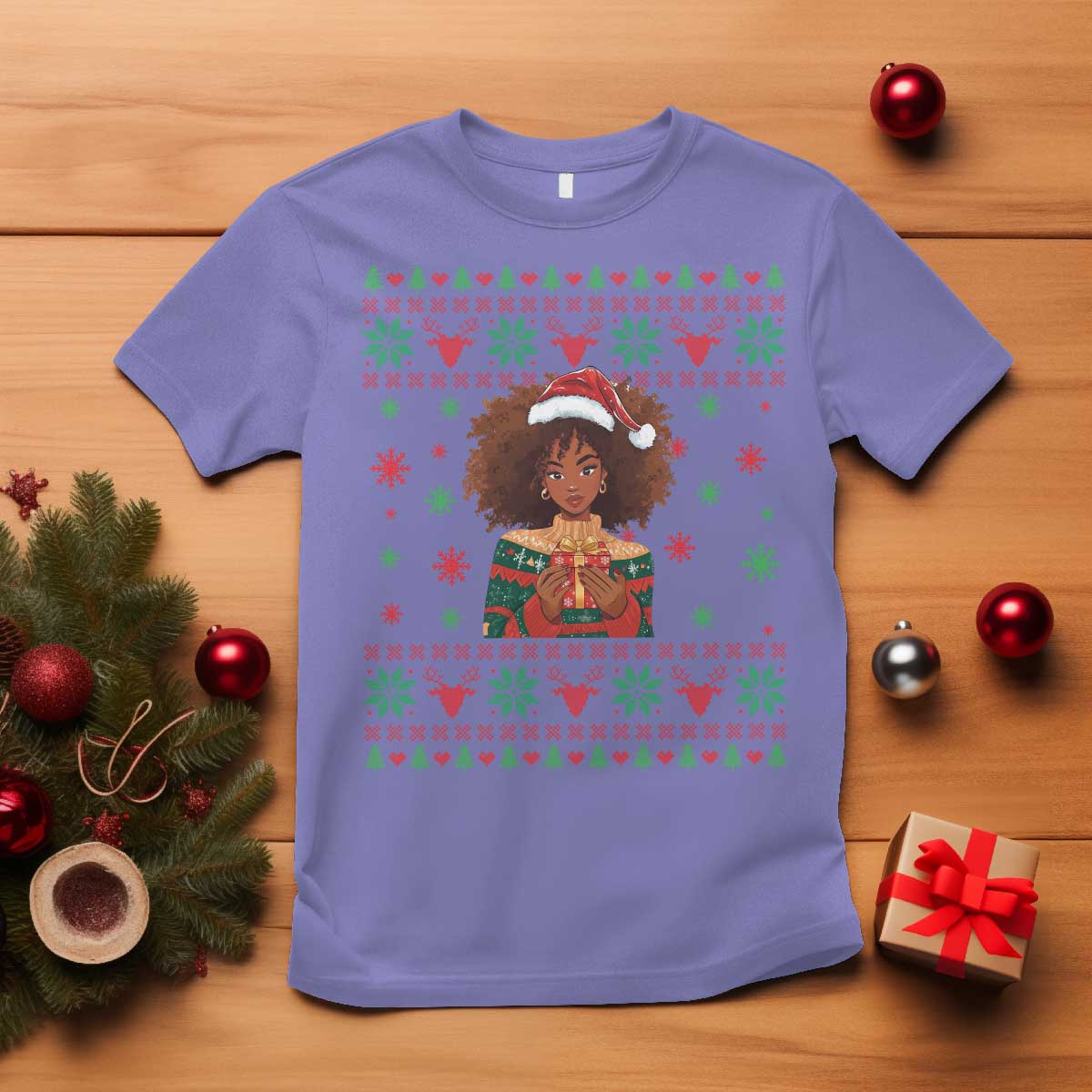 Black Queen Christmas T Shirt African American Girl Black Pride TS12 Violet Print Your Wear