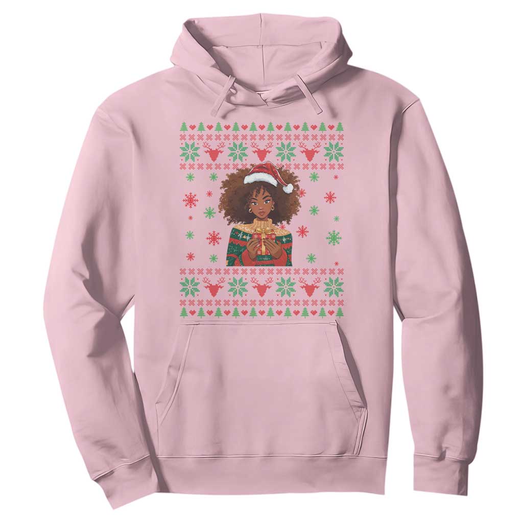 Black Queen Christmas Hoodie African American Girl Black Pride TS12 Light Pink Print Your Wear