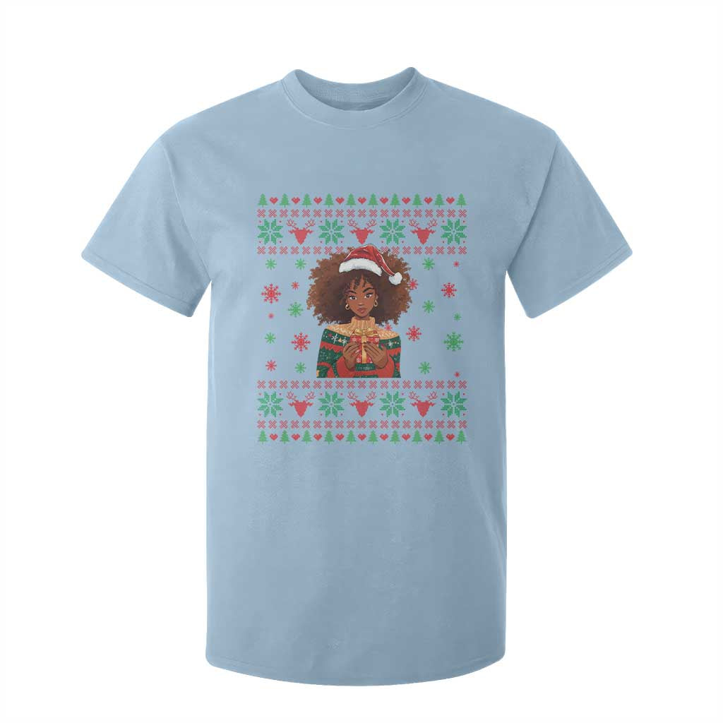 Black Queen Christmas T Shirt For Kid African American Girl Black Pride TS12 Light Blue Print Your Wear
