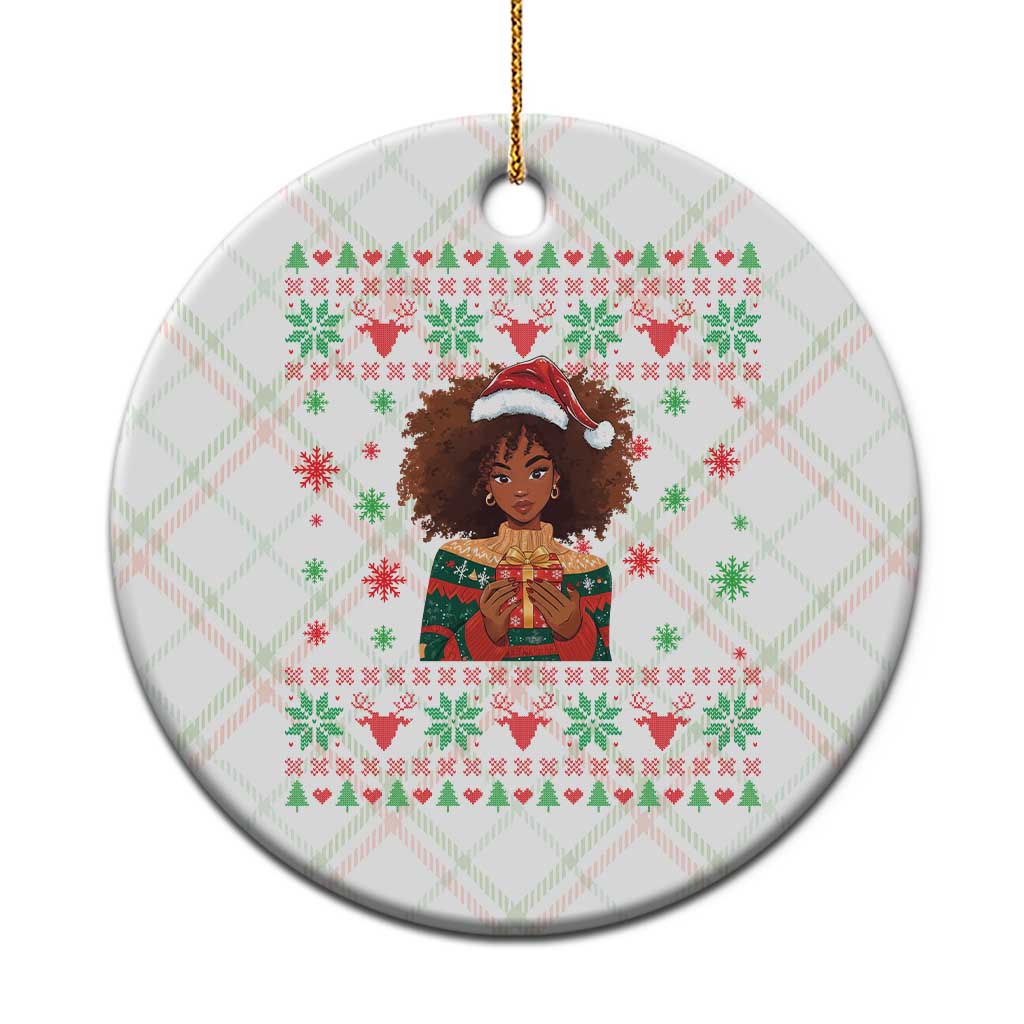 Black Queen Christmas Ceramic Ornament African American Girl Black Pride TS12 1pc Christmas Plaid Print Your Wear