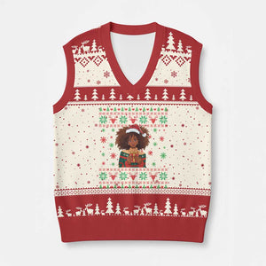 Black Queen Xmas V-Neck Knit Sweater Vest African American Girl Black Pride TS12 Beige Red Print Your Wear