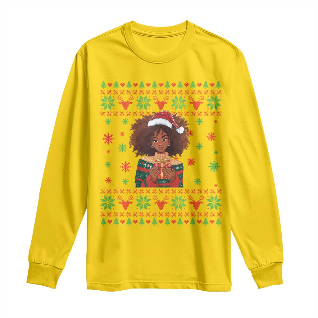 Black Queen Christmas Long Sleeve Shirt African American Girl Black Pride TS12 Daisy Print Your Wear