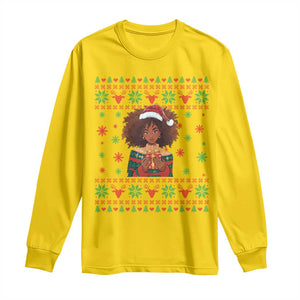 Black Queen Christmas Long Sleeve Shirt African American Girl Black Pride TS12 Daisy Print Your Wear