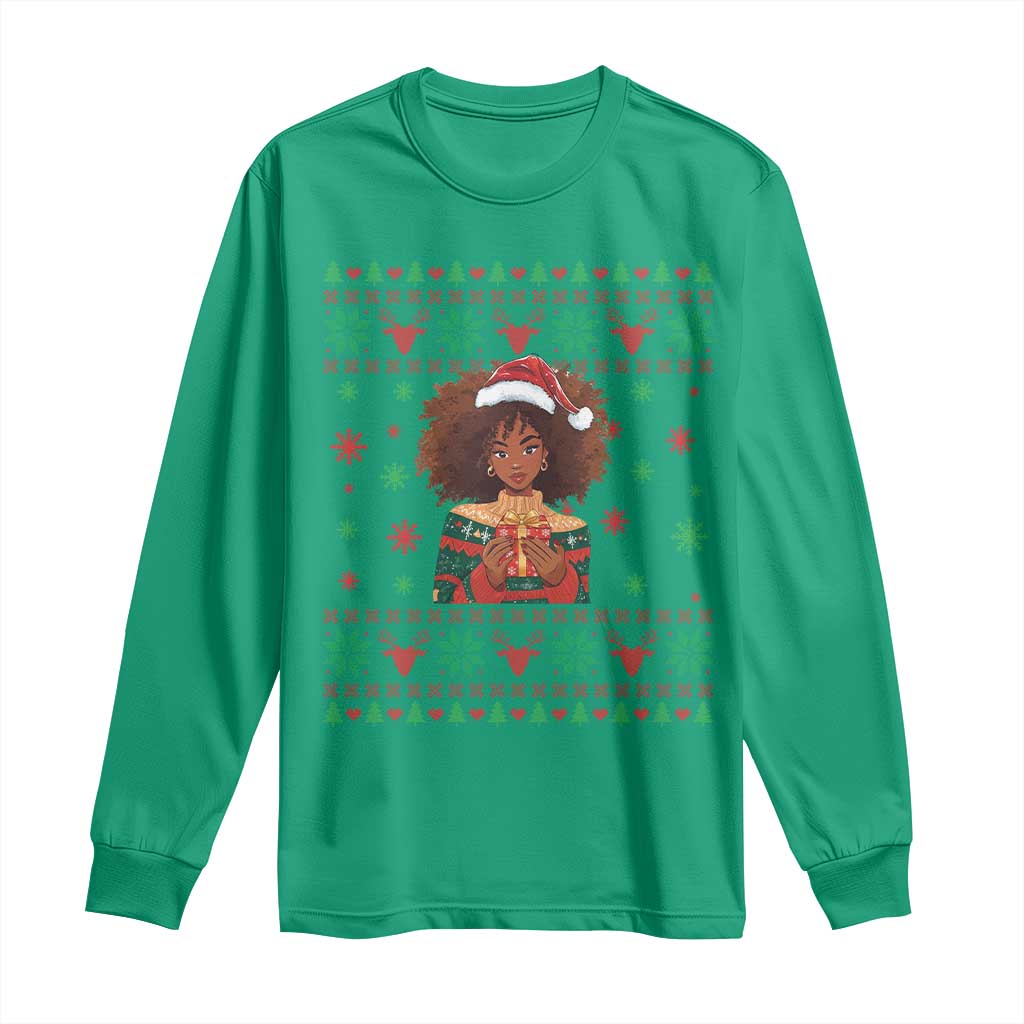Black Queen Christmas Long Sleeve Shirt African American Girl Black Pride TS12 Irish Green Print Your Wear