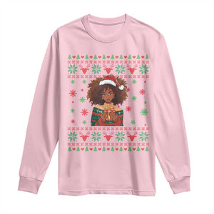 Black Queen Christmas Long Sleeve Shirt African American Girl Black Pride TS12 Light Pink Print Your Wear