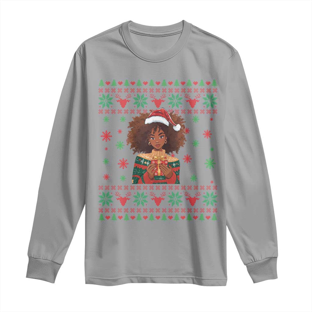 Black Queen Christmas Long Sleeve Shirt African American Girl Black Pride TS12 Sport Gray Print Your Wear