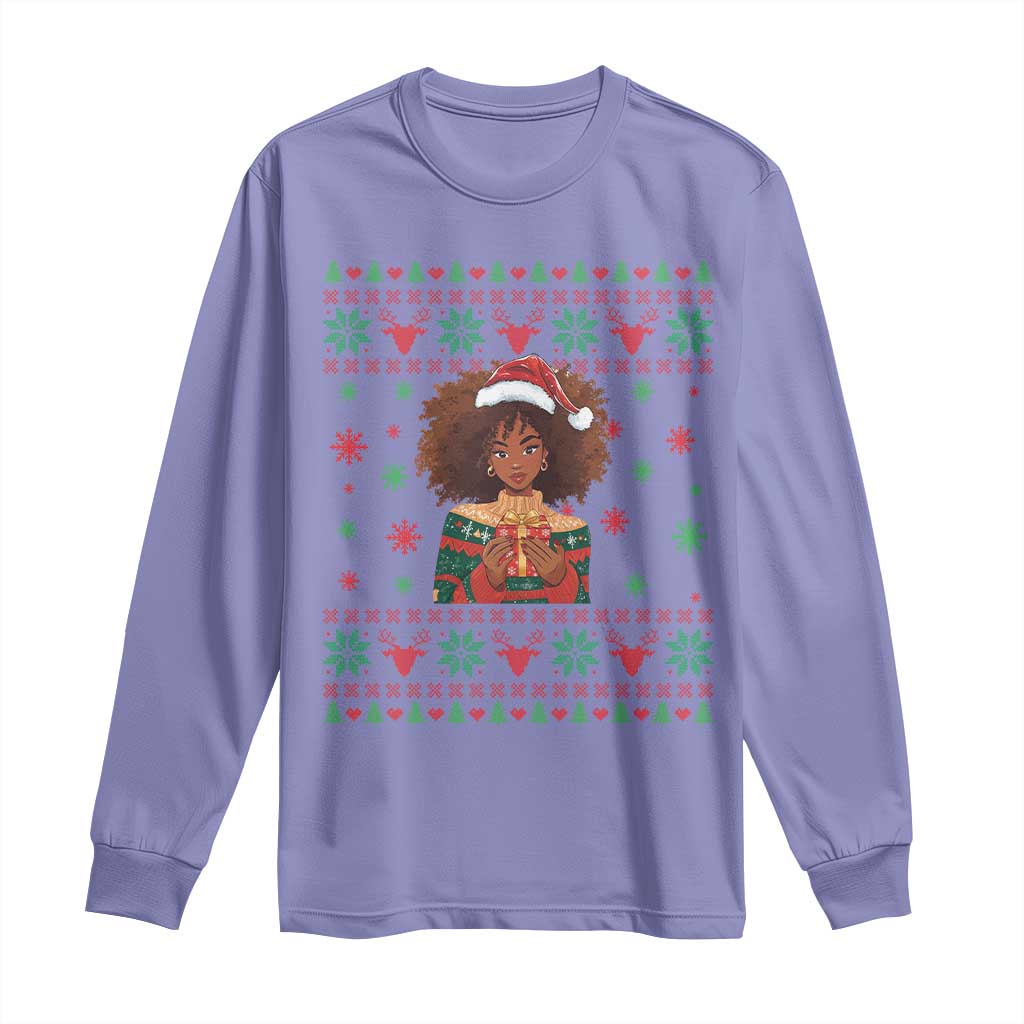 Black Queen Christmas Long Sleeve Shirt African American Girl Black Pride TS12 Violet Print Your Wear