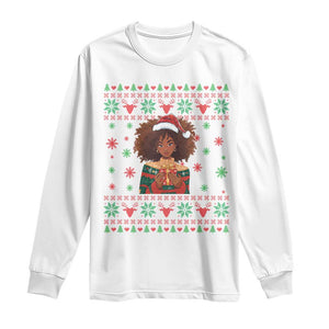 Black Queen Christmas Long Sleeve Shirt African American Girl Black Pride TS12 White Print Your Wear