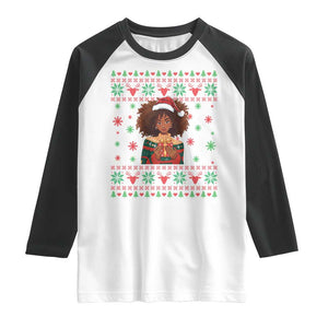 Black Queen Christmas Raglan Shirt African American Girl Black Pride TS12 White Black Print Your Wear