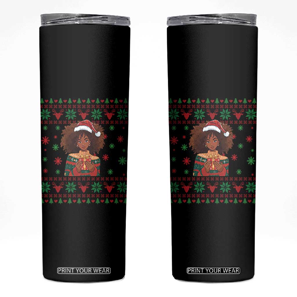 Black Queen Christmas Skinny Tumbler African American Girl Black Pride TS12 Black Print Your Wear