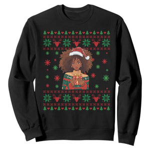 Black Queen Christmas Sweatshirt African American Girl Black Pride TS12 Black Print Your Wear