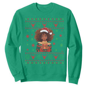 Black Queen Christmas Sweatshirt African American Girl Black Pride TS12 Irish Green Print Your Wear