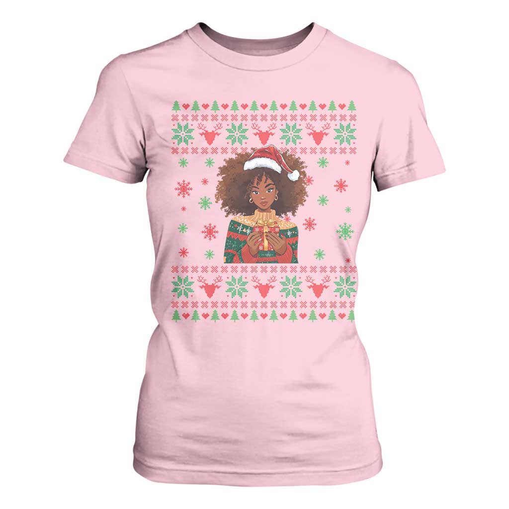 Black Queen Christmas T Shirt For Women African American Girl Black Pride TS12 Light Pink Print Your Wear