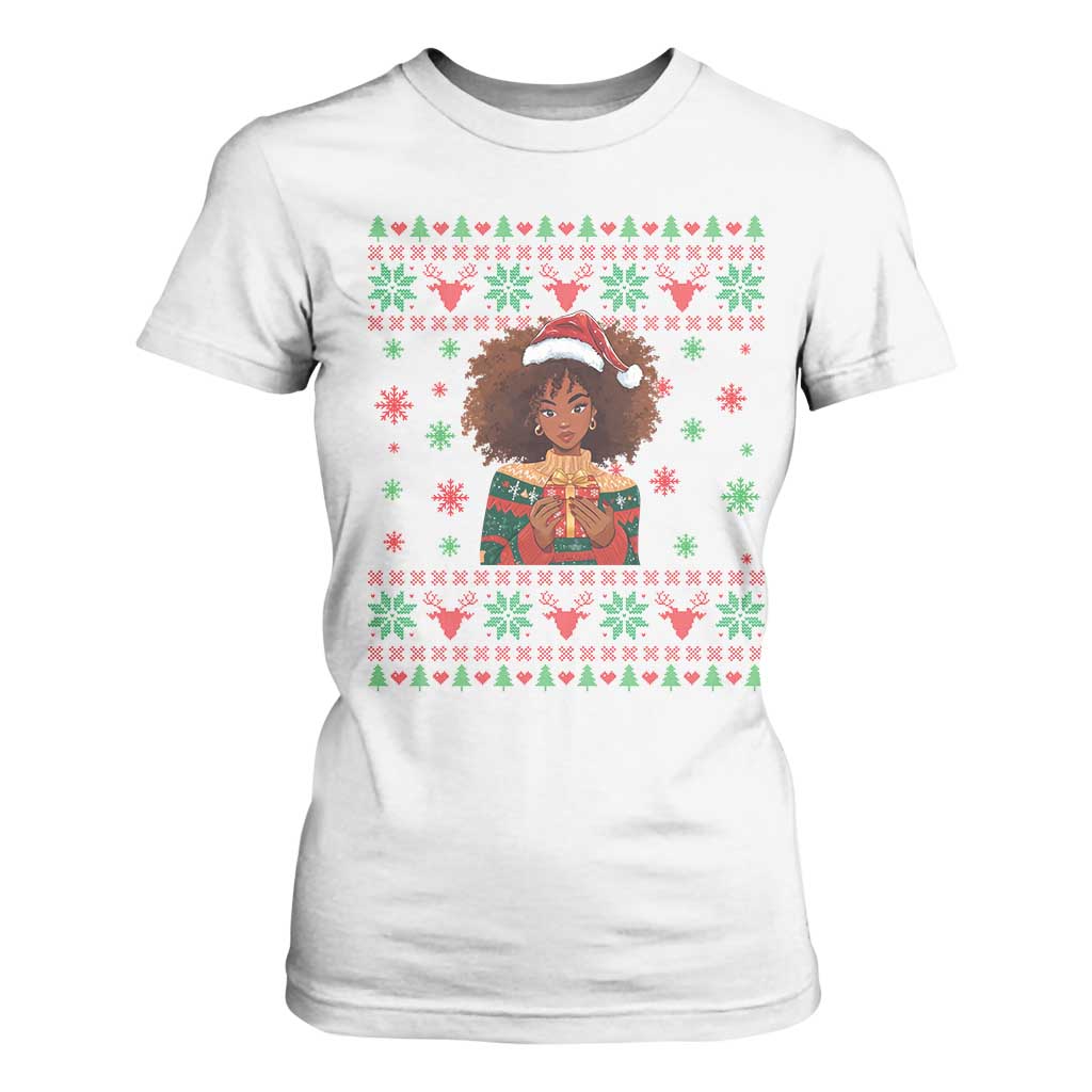 Black Queen Christmas T Shirt For Women African American Girl Black Pride TS12 White Print Your Wear