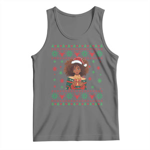 Black Queen Christmas Tank Top African American Girl Black Pride TS12 Black Heather Print Your Wear