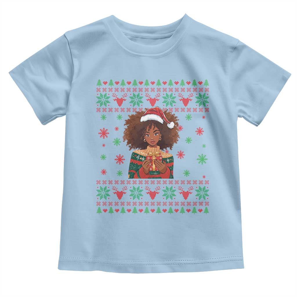 Black Queen Christmas Toddler T Shirt African American Girl Black Pride TS12 Light Blue Print Your Wear