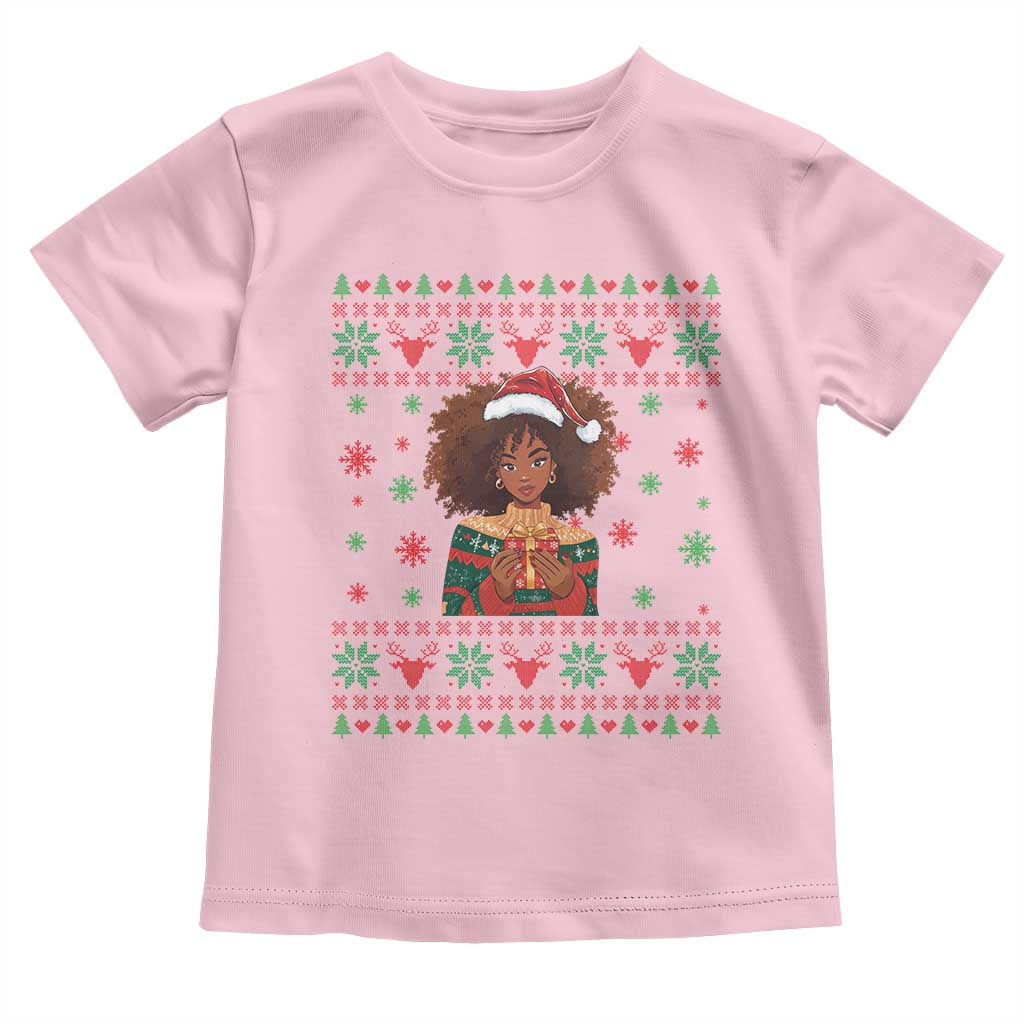 Black Queen Christmas Toddler T Shirt African American Girl Black Pride TS12 Light Pink Print Your Wear
