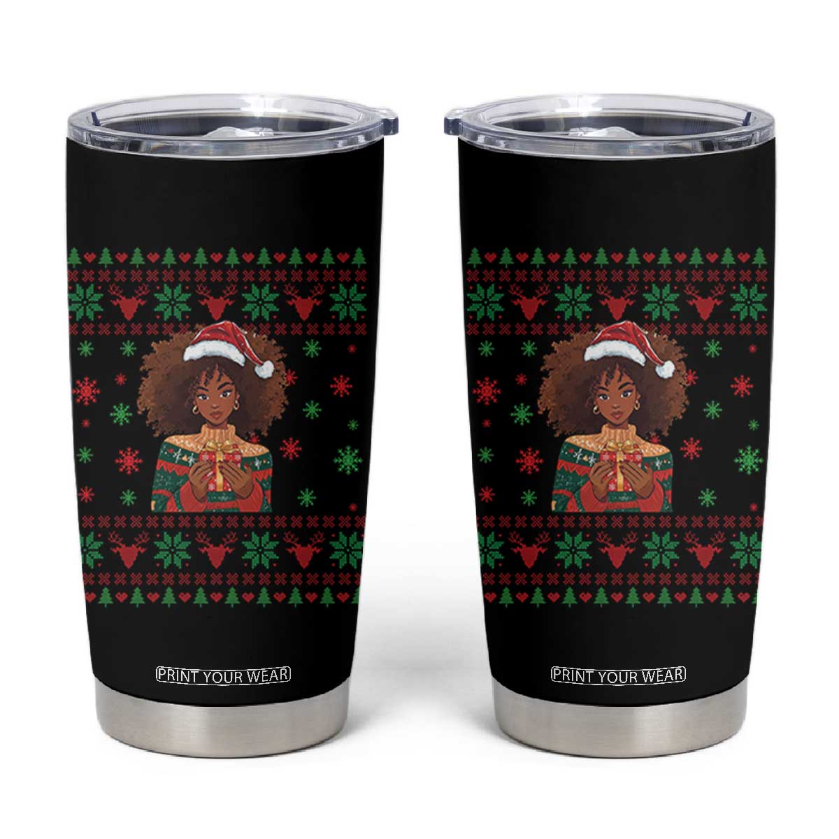 Black Queen Christmas Tumbler Cup African American Girl Black Pride TS12 Black Print Your Wear