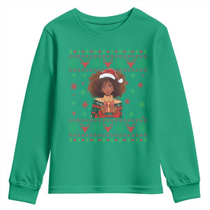 Black Queen Christmas Youth Sweatshirt African American Girl Black Pride TS12 Irish Green Print Your Wear