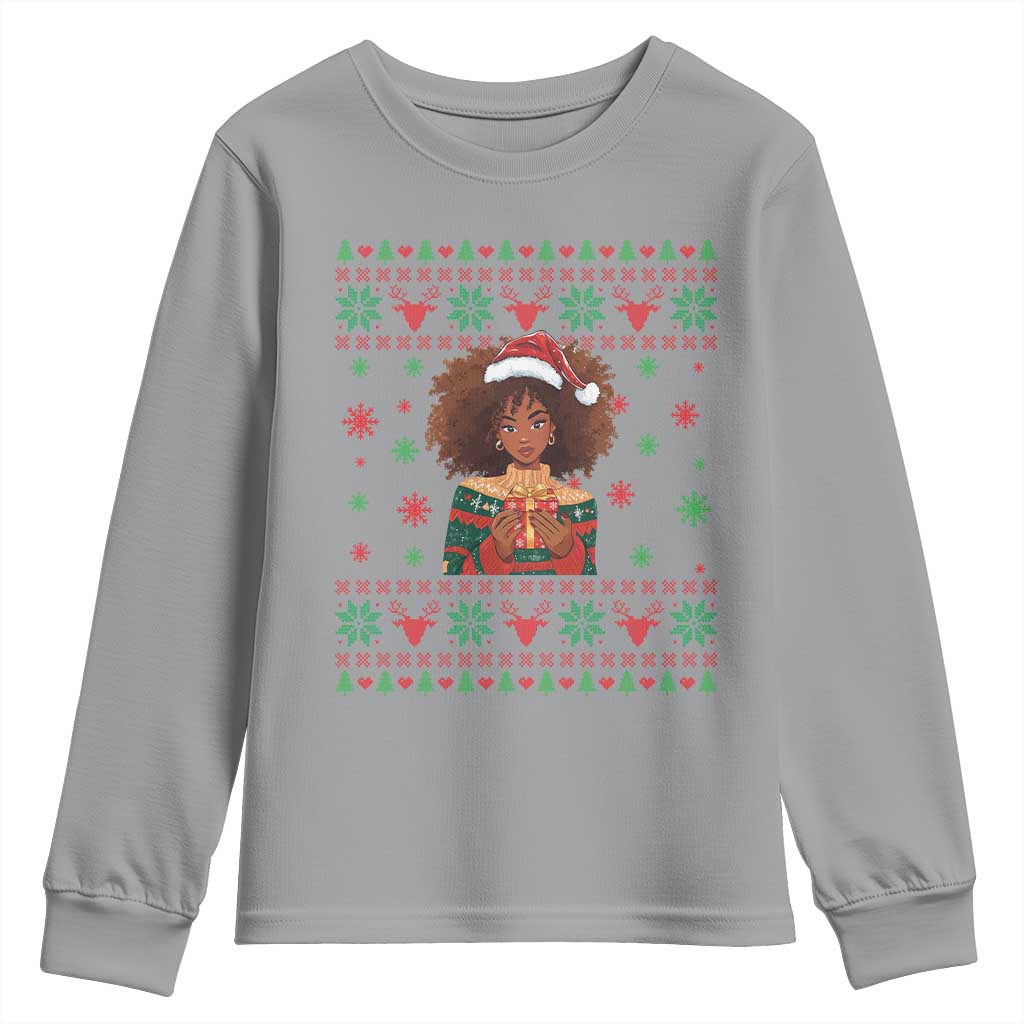 Black Queen Christmas Youth Sweatshirt African American Girl Black Pride TS12 Sport Gray Print Your Wear
