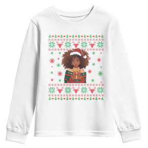 Black Queen Christmas Youth Sweatshirt African American Girl Black Pride TS12 White Print Your Wear