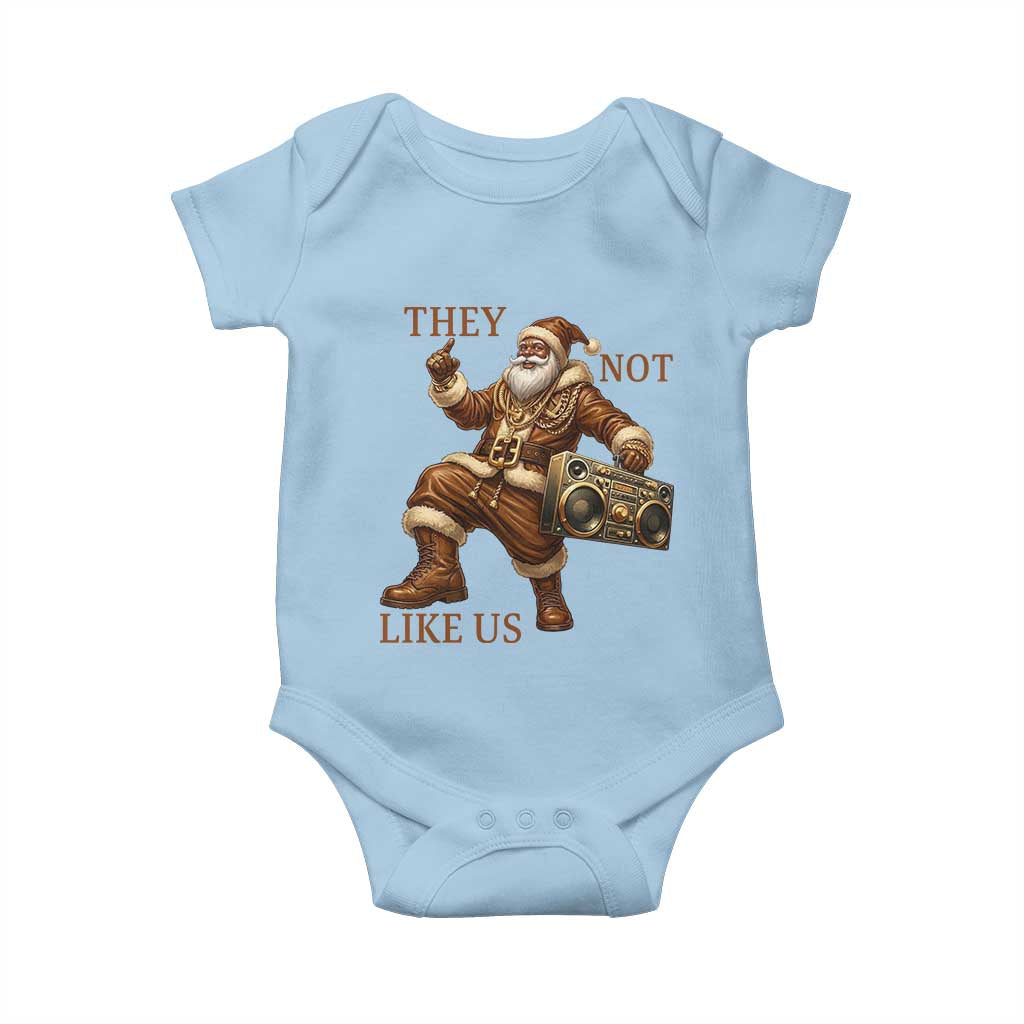 They Not Like Us Baby Onesie Funny Christmas Black Santa Claus TS12 Light Blue Print Your Wear