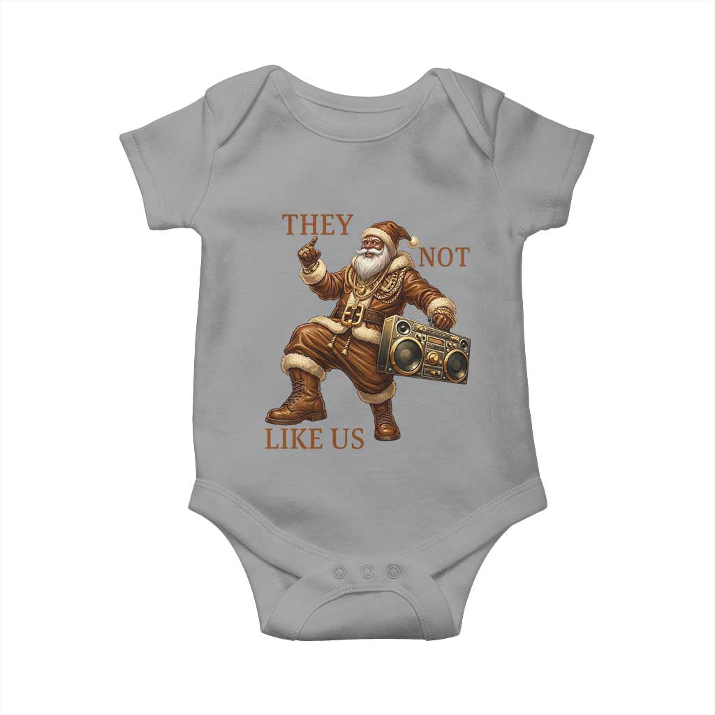 They Not Like Us Baby Onesie Funny Christmas Black Santa Claus TS12 Sport Gray Print Your Wear