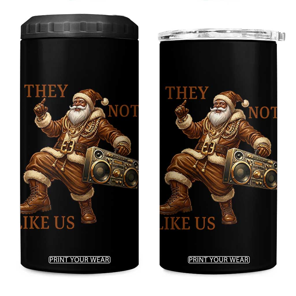 They Not Like Us 4 in 1 Can Cooler Tumbler Funny Christmas Black Santa Claus TS12 One Size: 16 oz Black Print Your Wear