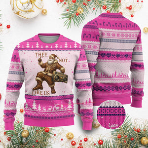 They Not Like Us Ugly Christmas Sweater Funny Xmas Black Santa Claus TS12 Hot Pink Print Your Wear
