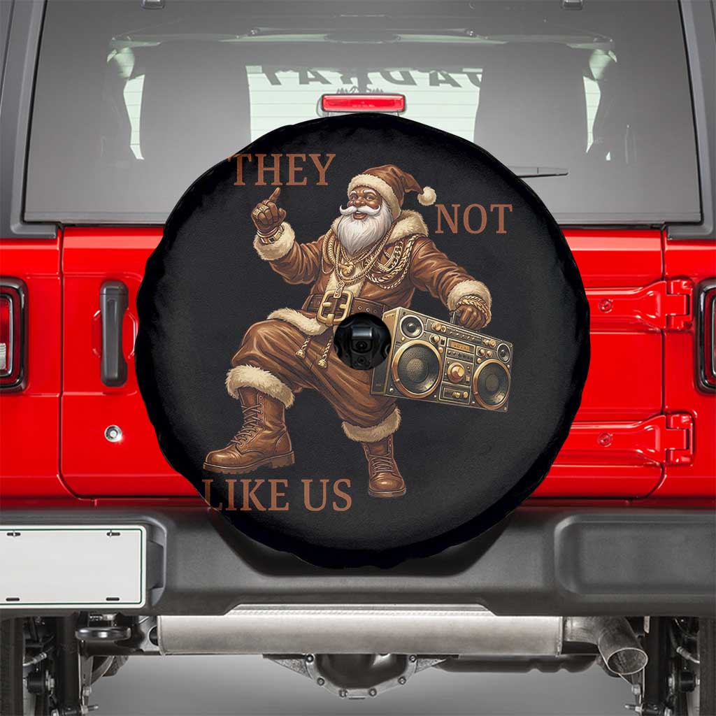 They Not Like Us Spare Tire Cover Funny Christmas Black Santa Claus TS12 Black Print Your Wear