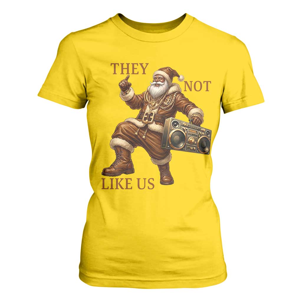 They Not Like Us T Shirt For Women Funny Christmas Black Santa Claus TS12 Daisy Print Your Wear