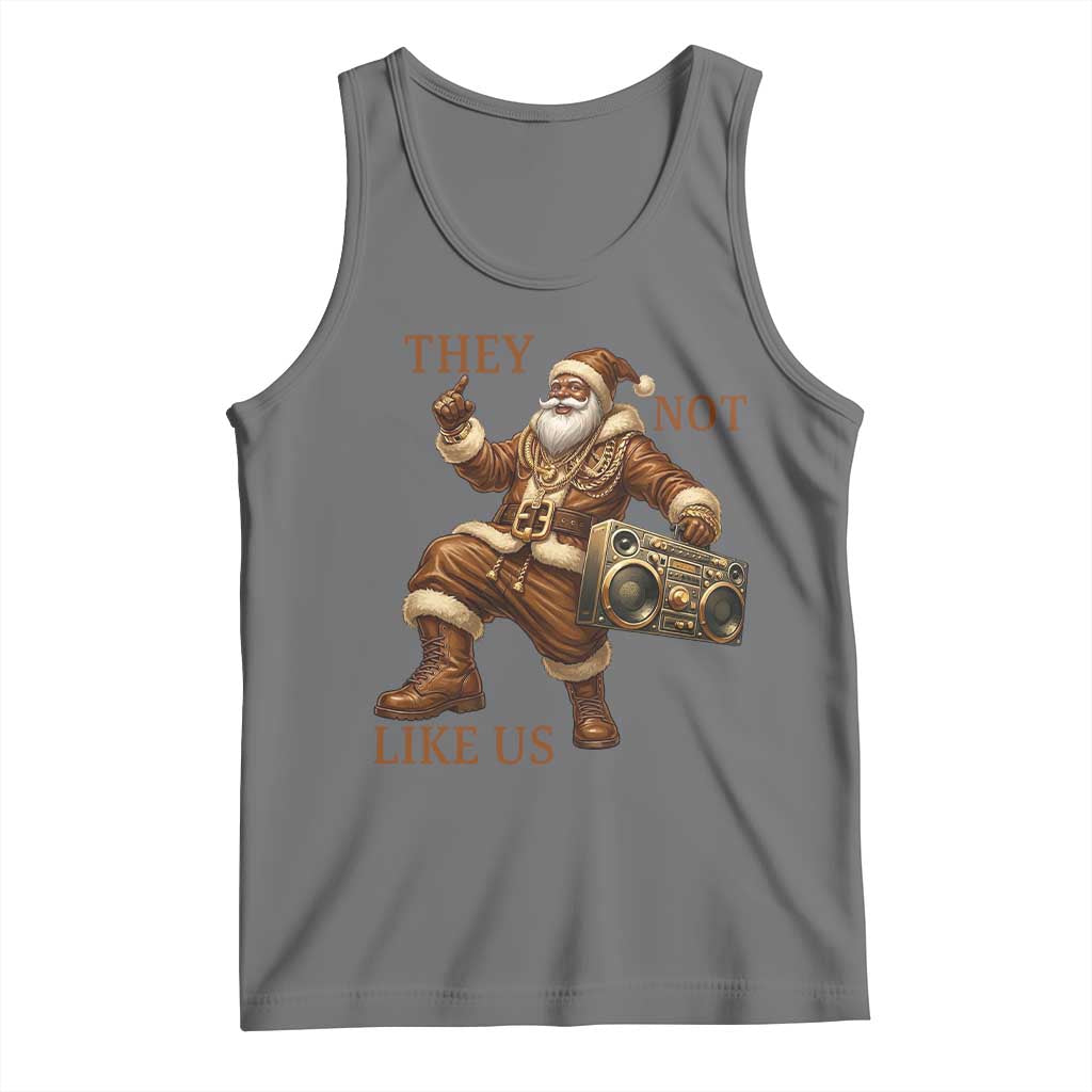 They Not Like Us Tank Top Funny Christmas Black Santa Claus TS12 Black Heather Print Your Wear