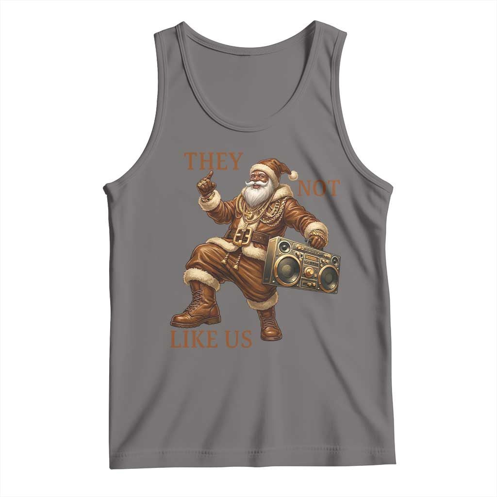 They Not Like Us Tank Top Funny Christmas Black Santa Claus TS12 Deep Heather Print Your Wear