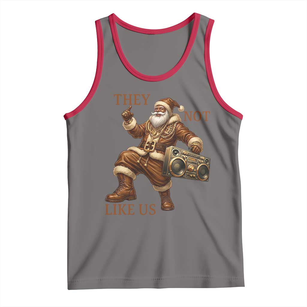 They Not Like Us Tank Top Funny Christmas Black Santa Claus TS12 Deep Heather Red Print Your Wear