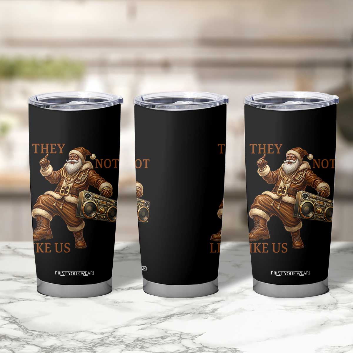 They Not Like Us Tumbler Cup Funny Christmas Black Santa Claus TS12 Print Your Wear