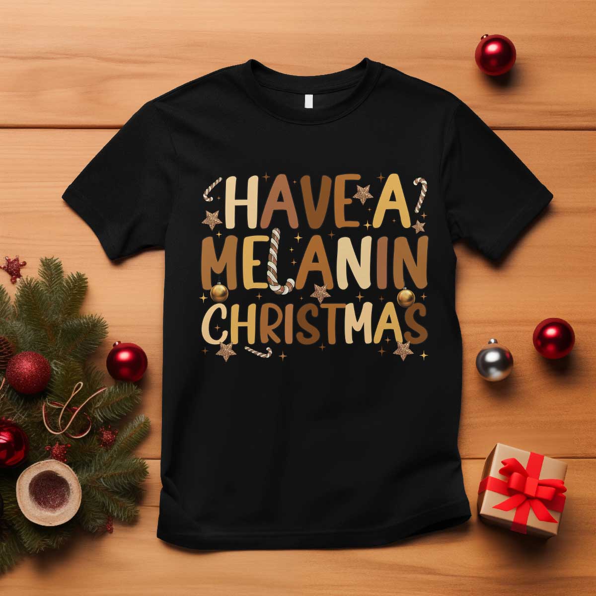Funny Black Pride Have A Melanin Christmas T Shirt Culture Gift TS12 Black Print Your Wear