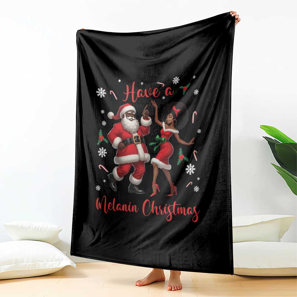 Have A Melanin Christmas Throw Blanket Funny Dancing Santa And Mrs Claus Culture Gift TS12 Print Your Wear