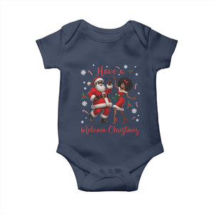 Have A Melanin Christmas Baby Onesie Funny Dancing Santa And Mrs Claus Culture Gift TS12 Navy Print Your Wear