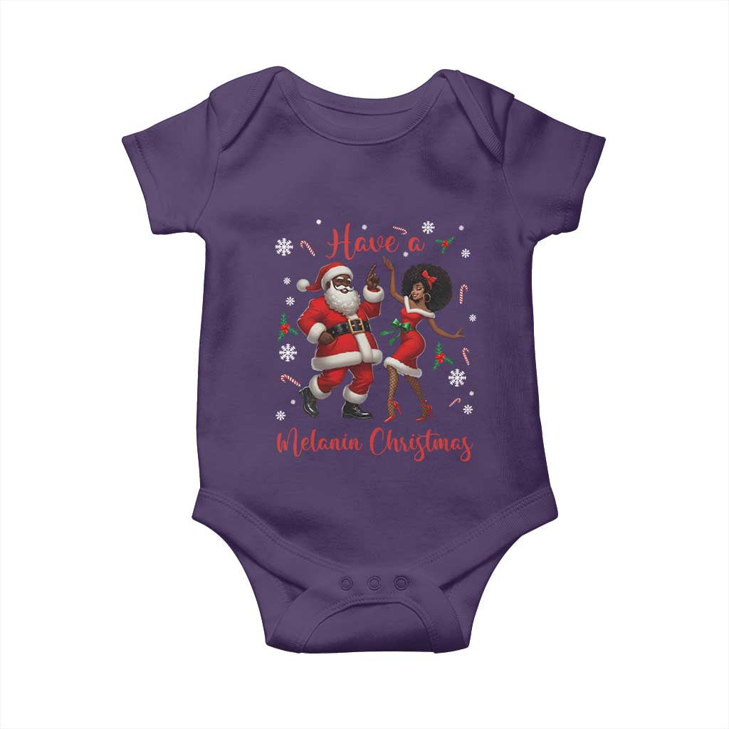 Have A Melanin Christmas Baby Onesie Funny Dancing Santa And Mrs Claus Culture Gift TS12 Purple Print Your Wear