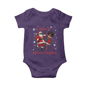 Have A Melanin Christmas Baby Onesie Funny Dancing Santa And Mrs Claus Culture Gift TS12 Purple Print Your Wear