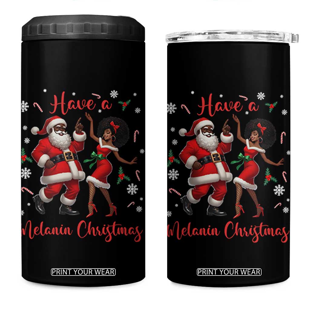 Have A Melanin Christmas 4 in 1 Can Cooler Tumbler Funny Dancing Santa And Mrs Claus Culture Gift TS12 One Size: 16 oz Black Print Your Wear