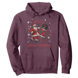 Have A Melanin Christmas Hoodie Funny Dancing Santa And Mrs Claus Culture Gift TS12 Maroon Print Your Wear