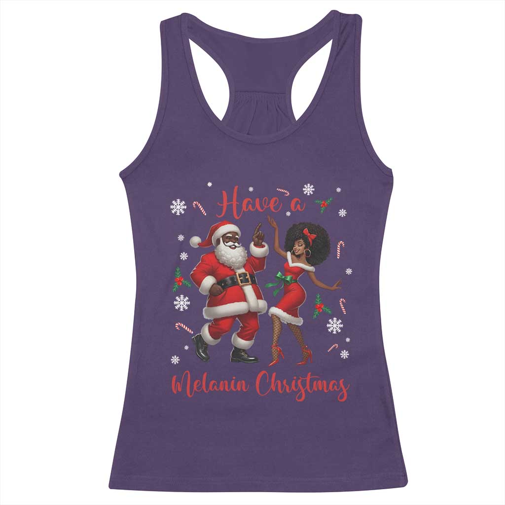 Have A Melanin Christmas Racerback Tank Top Funny Dancing Santa And Mrs Claus Culture Gift TS12 Purple Print Your Wear