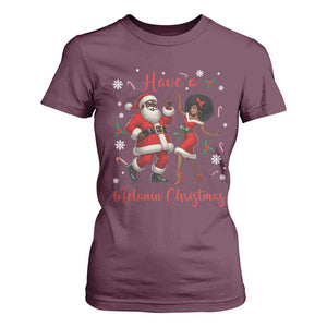 Have A Melanin Christmas T Shirt For Women Funny Dancing Santa And Mrs Claus Culture Gift TS12 Maroon Print Your Wear