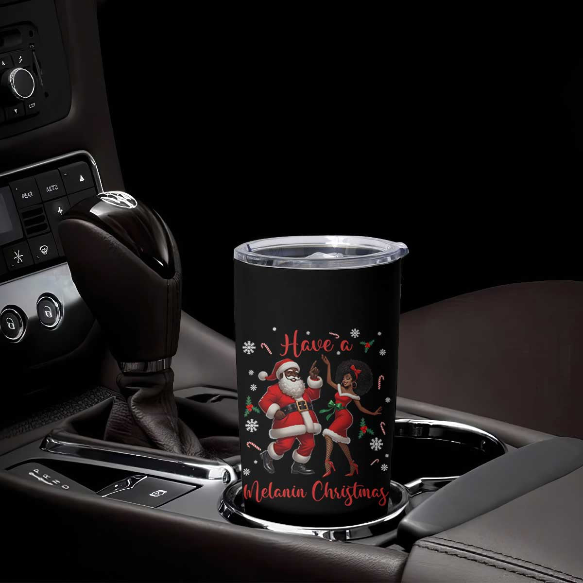 Have A Melanin Christmas Tumbler Cup Funny Dancing Santa And Mrs Claus Culture Gift TS12 Print Your Wear
