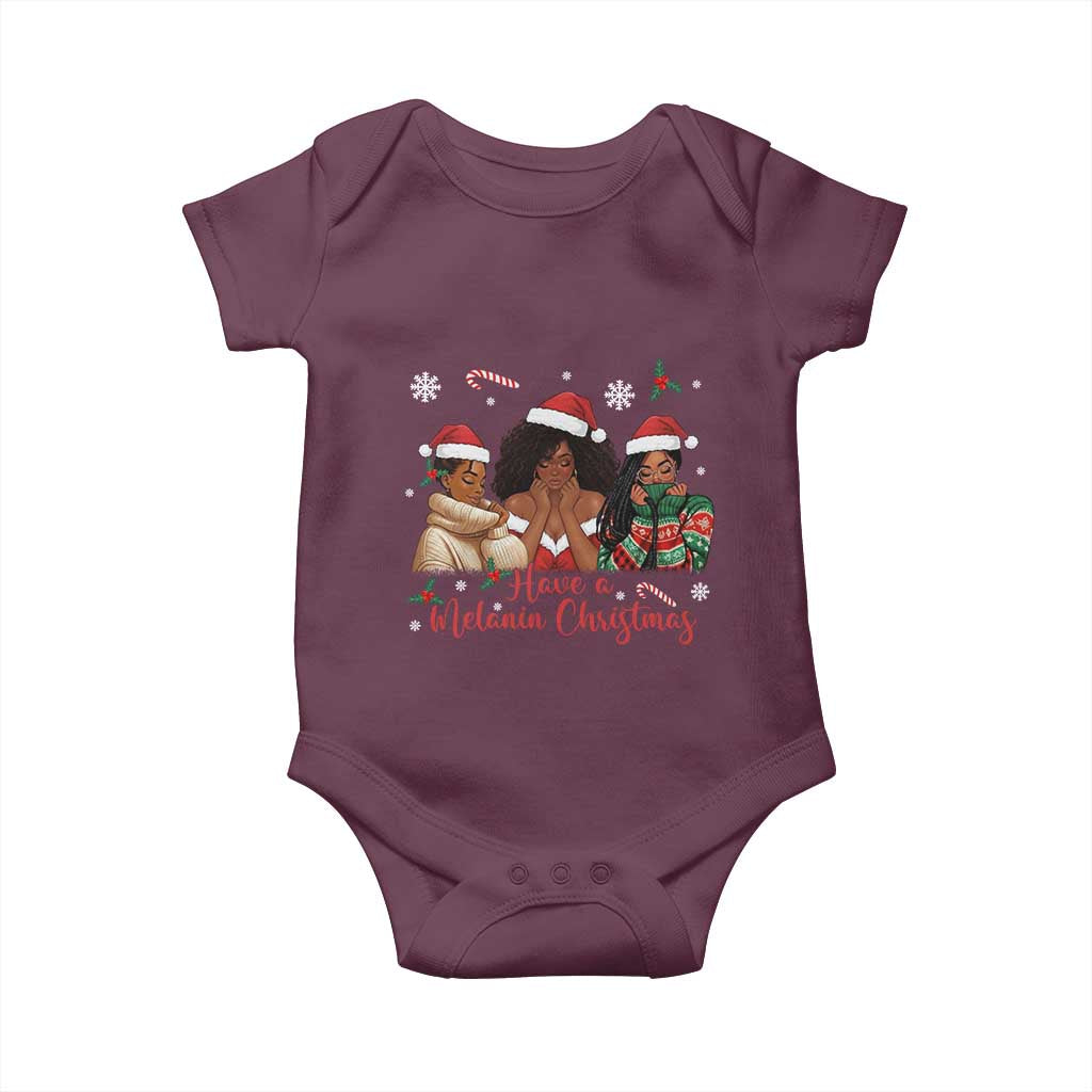 Have A Melanin Christmas Baby Onesie Black Girl Xmas Gift TS12 Maroon Print Your Wear