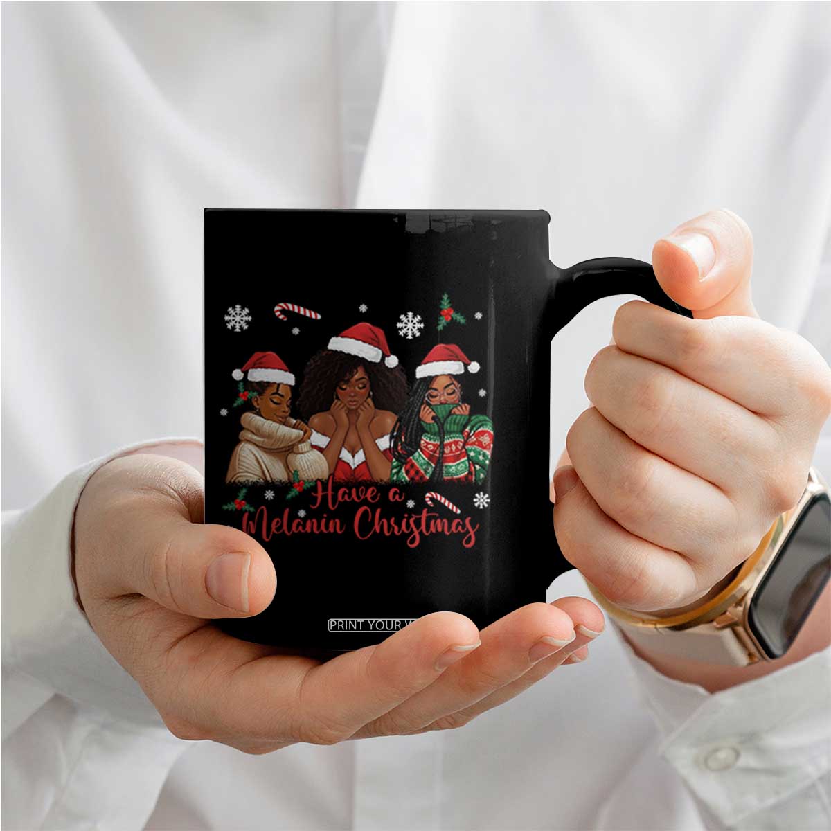 Have A Melanin Christmas Coffee Mug Black Girl Xmas Gift TS12 Print Your Wear