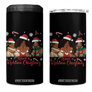 Have A Melanin Christmas 4 in 1 Can Cooler Tumbler Black Girl Xmas Gift TS12 One Size: 16 oz Black Print Your Wear